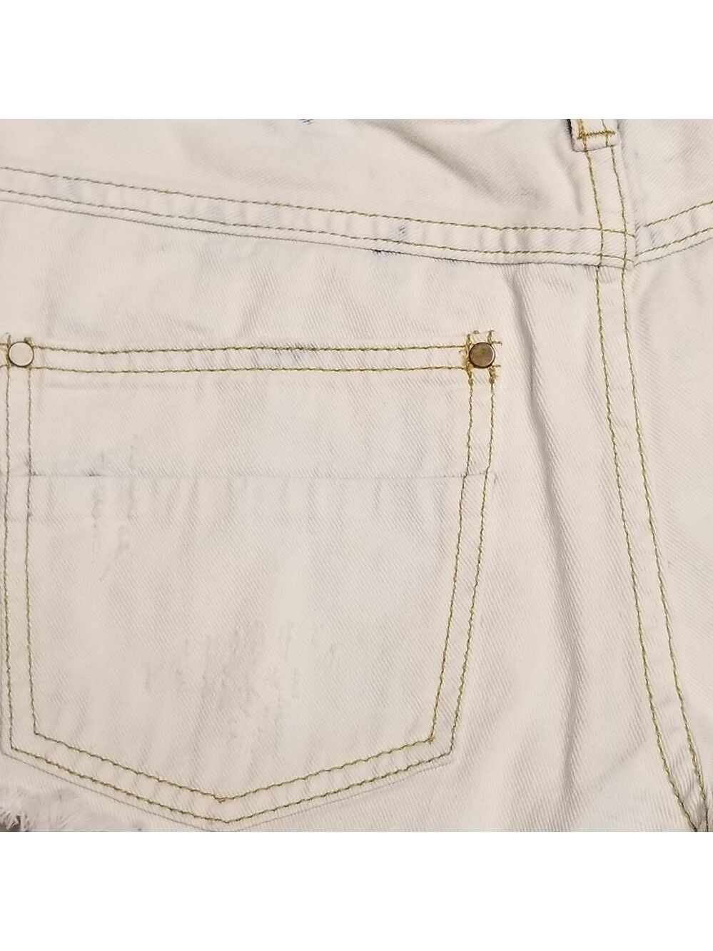 Free People Bleached Denim Distressed Fringe Jean Shorts Size W 27 - Picture 3 of 5